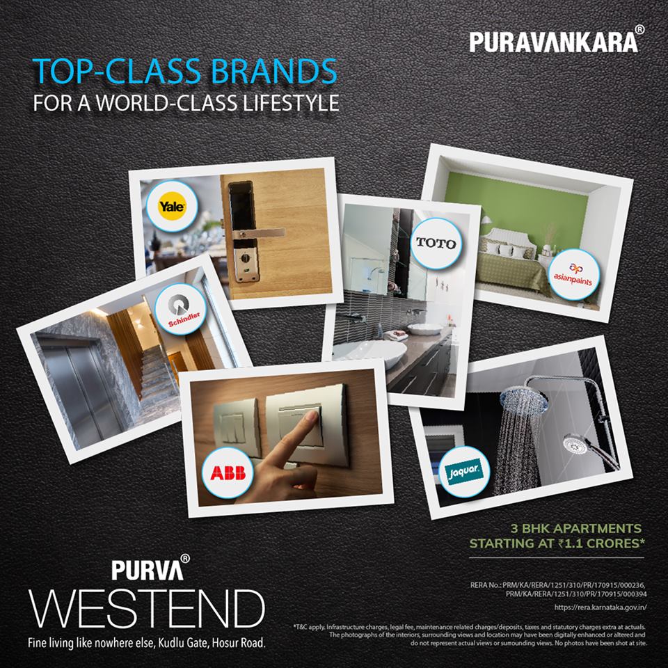 Top class brands for a world class lifestyle at Purva Westend in Hosur, Bangalore Update